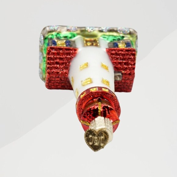 Old World Christmas OWC Lighthouse Ornament 2001 Blown Glass w/ Charm - Picture 5 of 6